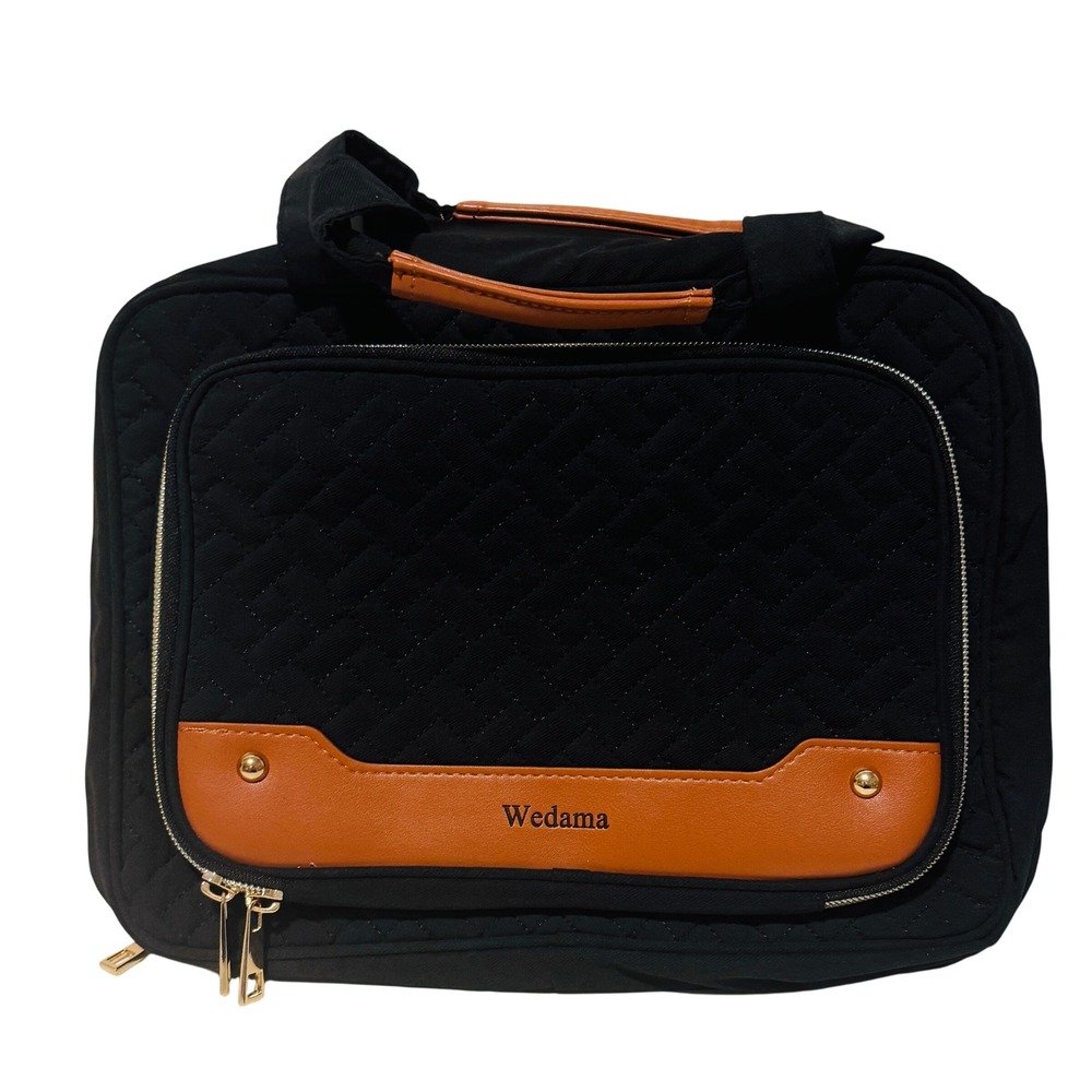 Wedamaโ Quilted Hanging Travel Toiletry Bag Cosmetic Makeup Organizer Black